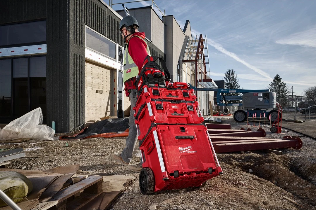 PACKOUT tool storage system on a jobsite